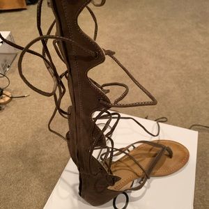 Brown Suede Aldo flat sandal, knee high